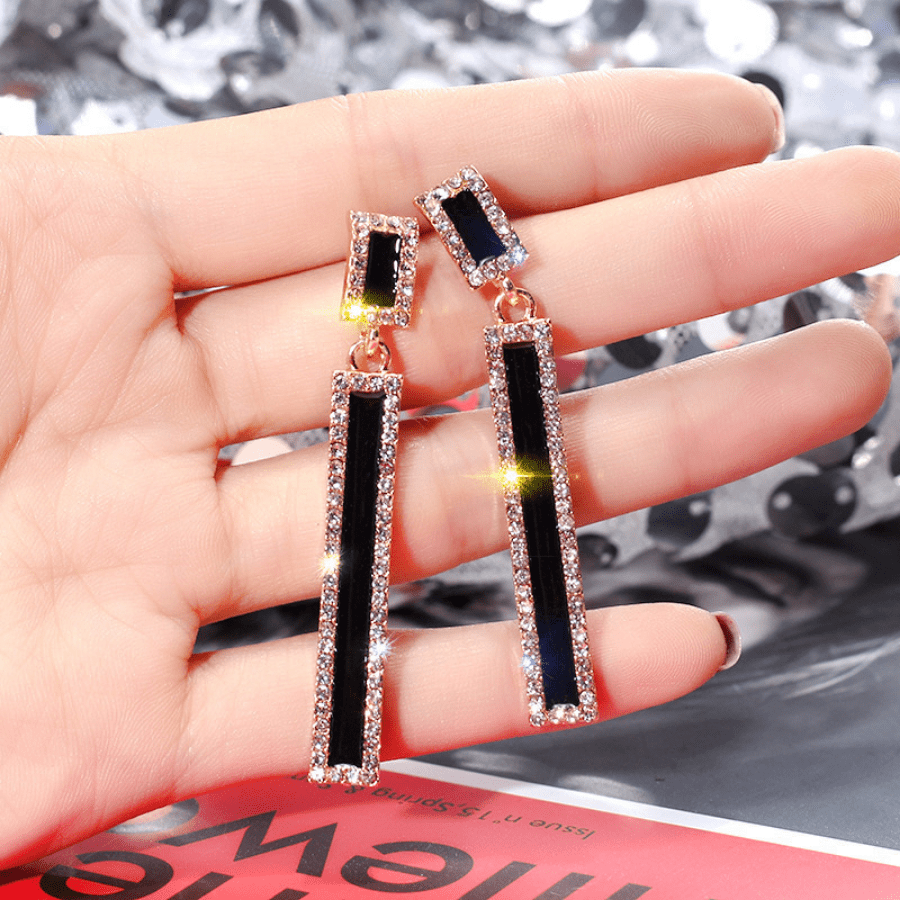 Long Rhinestone Dangle Earrings for Everyday Wear